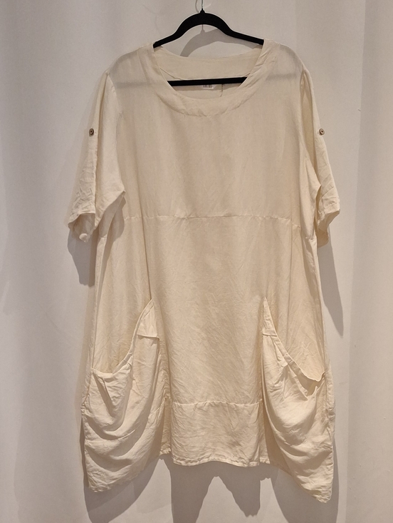 Kaktus Tops - Kaktus Cream Lagenlook Pocket Tunic Top Dress